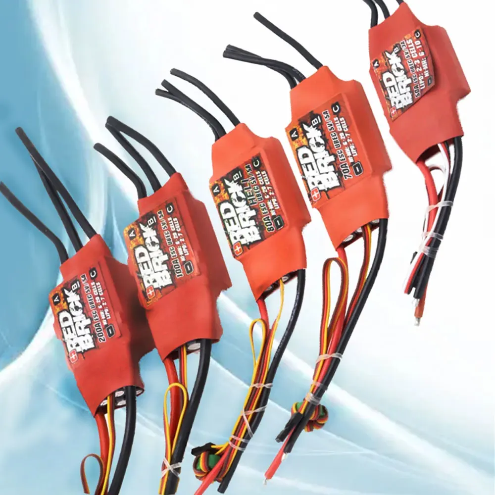 

Красный кирпич 50A70A80A100A 125A 200A 2-7s бесщеточный ESC электронный регулятор скорости 5 В/3 А 5 В/5 А BEC для FPV мультикоптера Запчасти для дронов