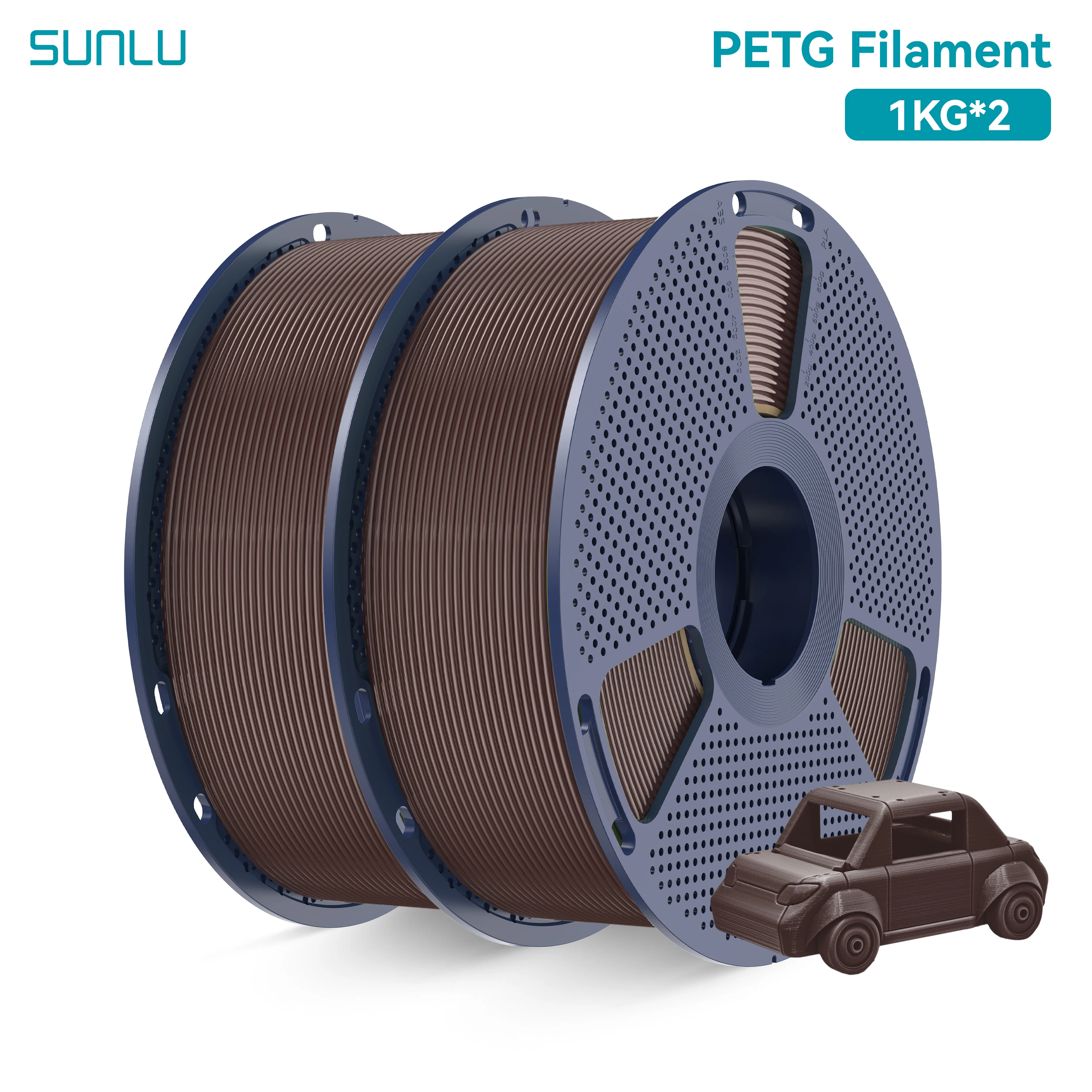 SUNLU PETG 2 kg, 1 kg/Rolle, 3D-Drucker-Filament, 1,75 mm, hohe Transparenz, bunt, Toleranz +/- 0,02 mm, DIY-Geschenk, Druck, schneller Versand