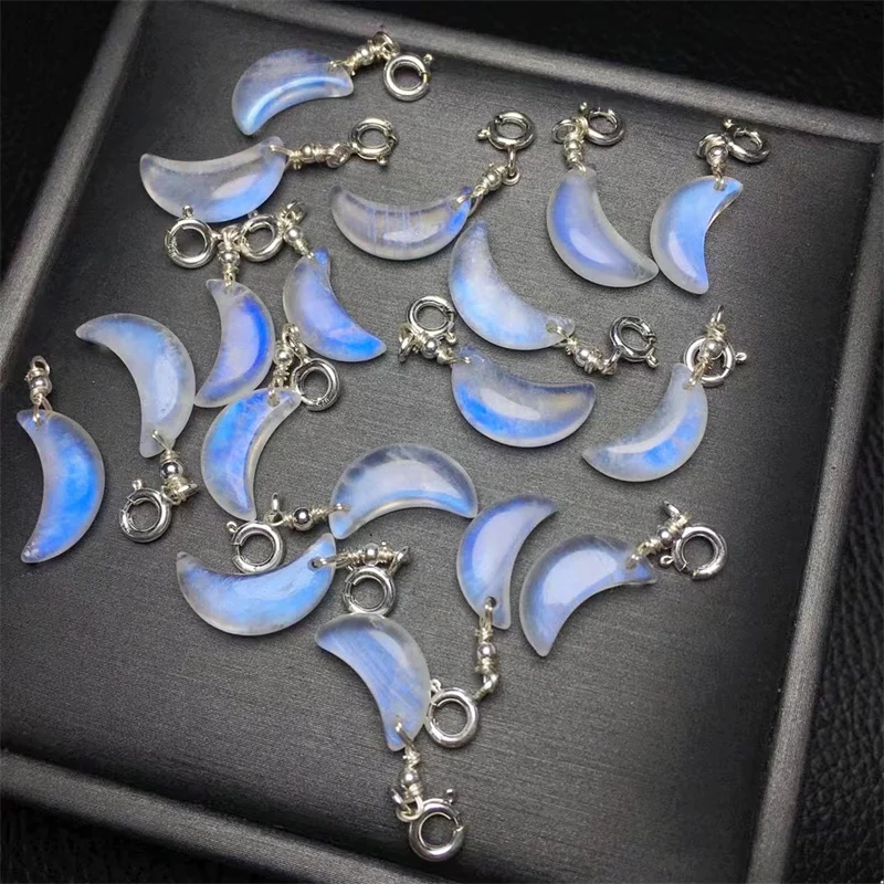 2PCS Natural Blue Moon Stone Moon Pendant Crystal Jewelry Semi-Precious Stones For Wife Daughter Gifts