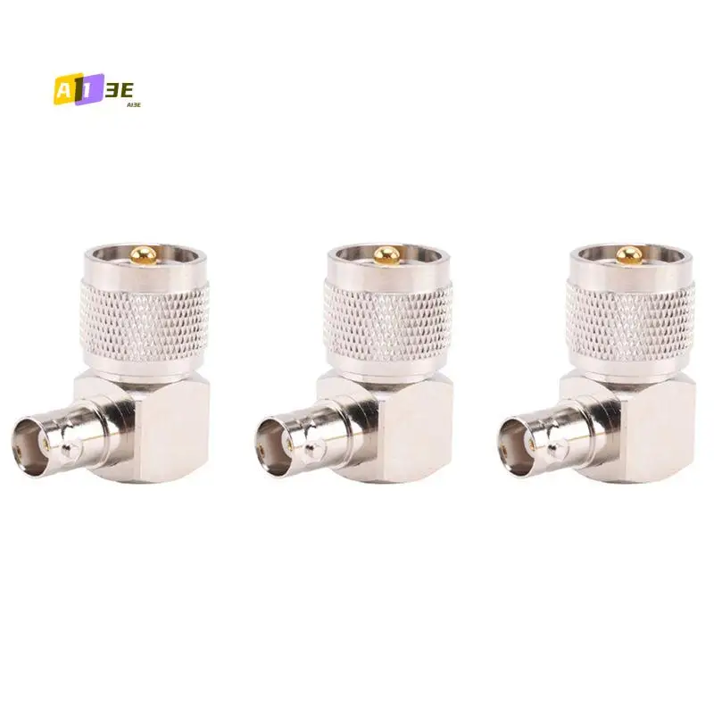A13E-3X UHF PL259 PL-259 Male To BNC Female Right Angle RF Adapter Connector,Silver