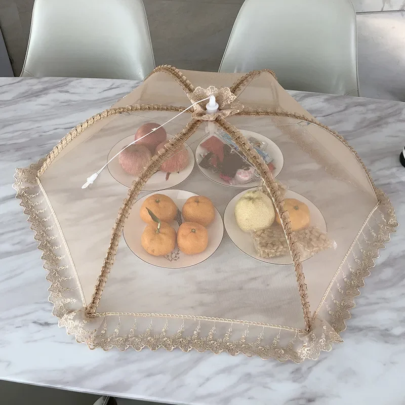 Neue Küche Faltbare Quadratische Lebensmittel Abdeckung Blume Grenze Insekten Abdeckung Zelt Mesh Regenschirm Picknick Mesh Moskito Regenschirm Einfach Sauber