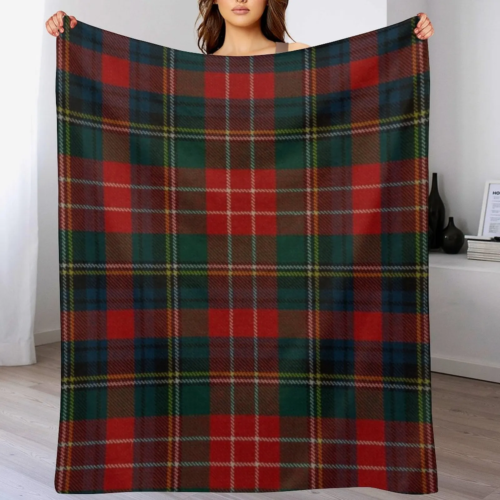 Christie Scottish Tartan Throw Blanket Faux Fur Soft Warm Blanket for Bed