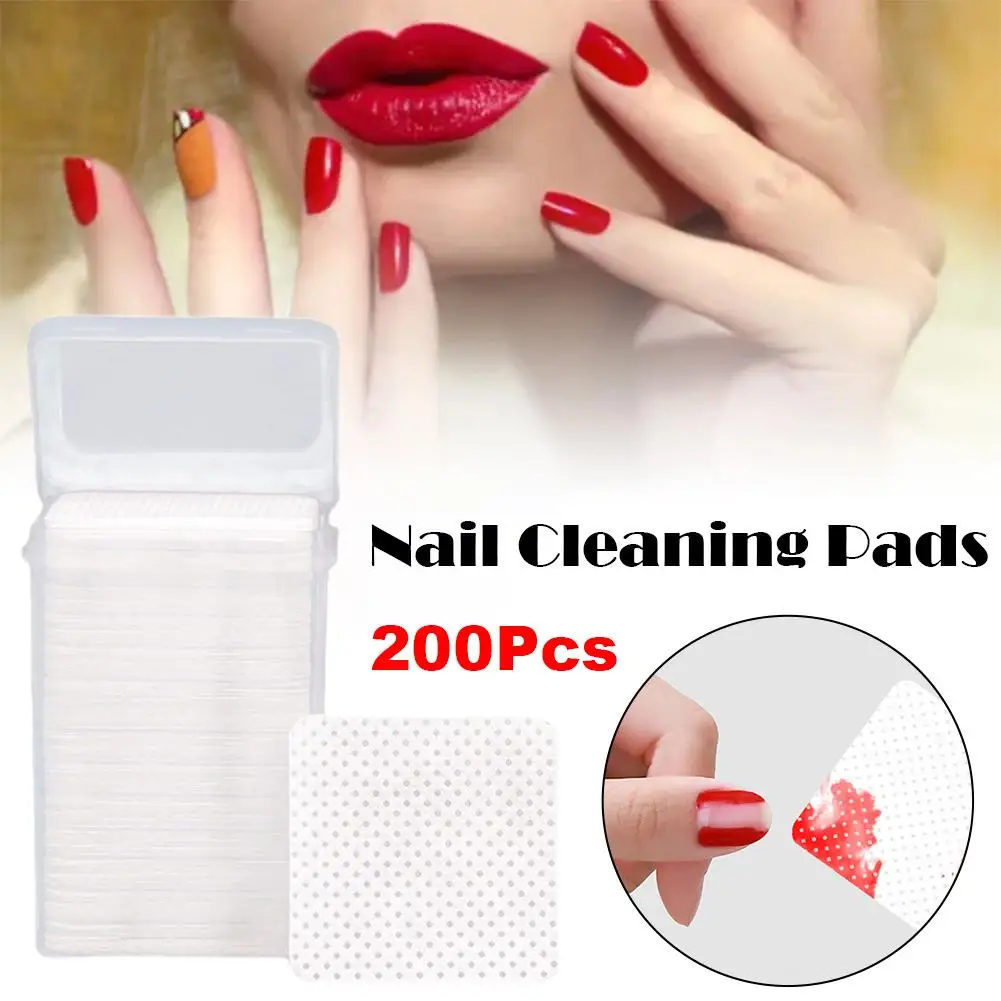 200 compresse Salviette per rimuovere lo smalto Cuscinetti per la pulizia delle unghie, Cuscinetti per unghie non tessuti per le donne Ragazza Salone di bellezza D9S1