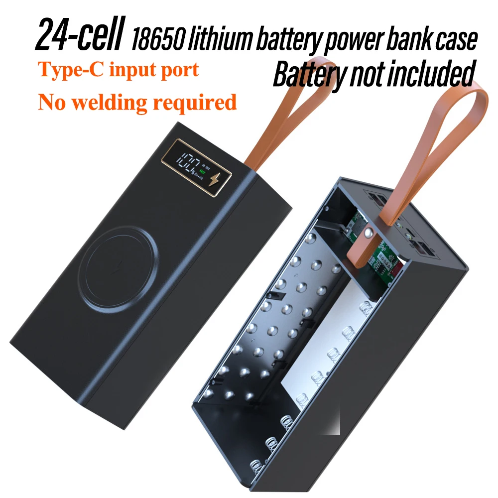 Detachable No Welding 24 Cells 18650 Power Bank Kit DIY Mobile Power Supply Shell Wireless Charging Module 18650 Lithium Battery