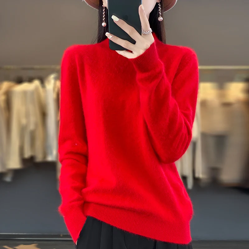 

Новый пуловер из 100% норкового флиса, свободный и повседневный однотонный вязаный свитер, базовый слой на осень и зиму DBE015