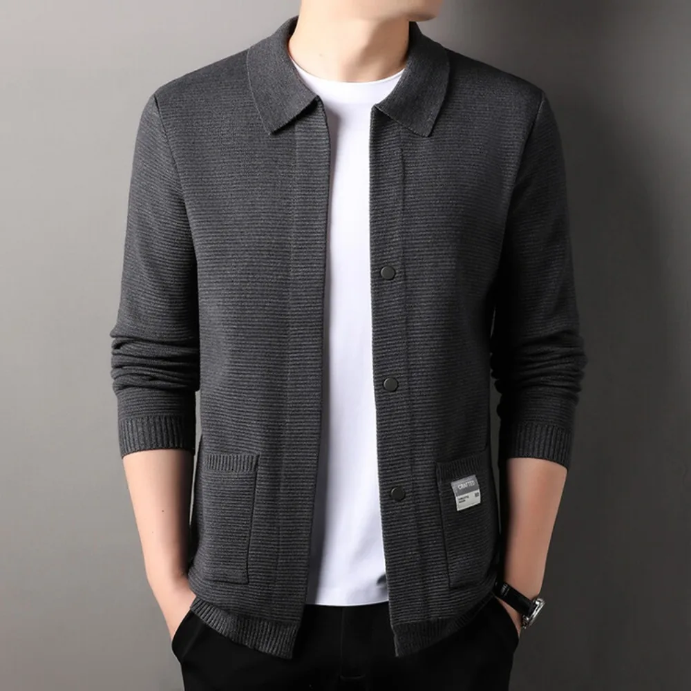 

2024 High Quality Men's Knitted Cardigan Buttonless Casual Comfortable Suits Man Clothes