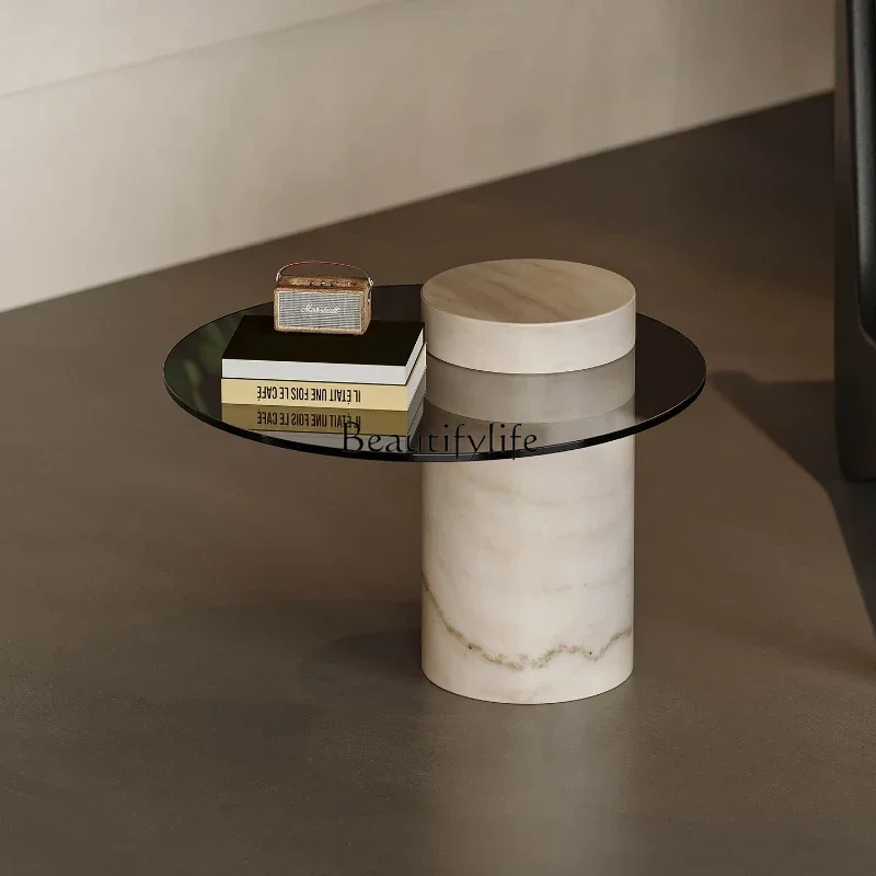 

Minimalist round glass modern minimalist marble sofa corner