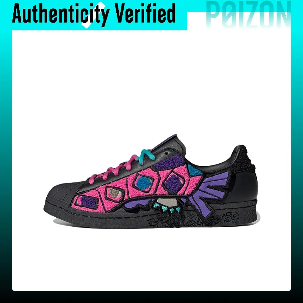 Adidas Originals Superstar 80s Skate Shoes Unisex Low-top Black/Purple/Pink ID4381