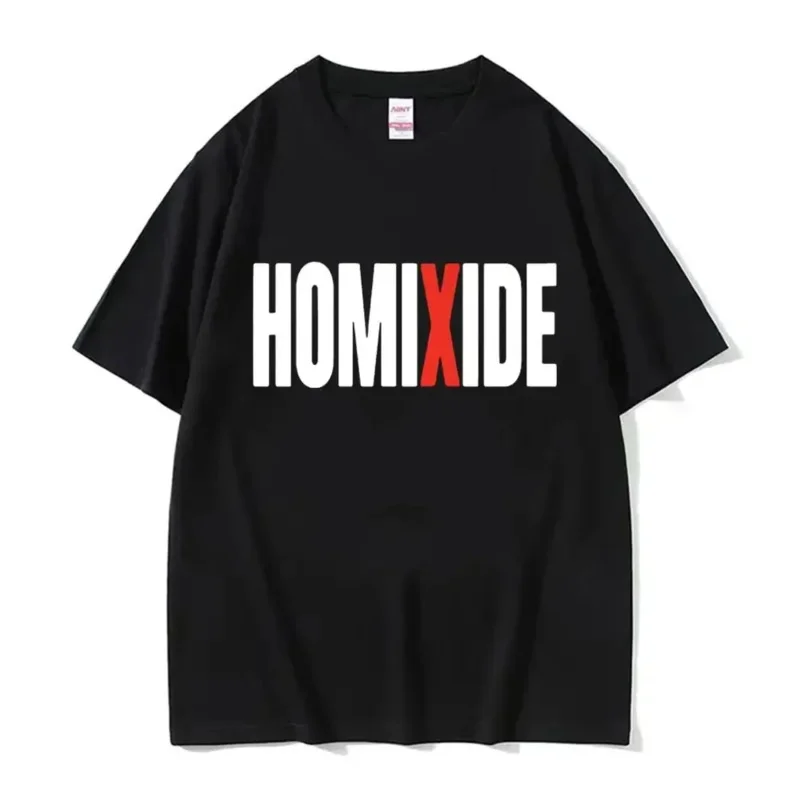 Rapper homixide graphic print tee unisex fashion hip hop style t shirt MEN'S casual cotton oversized short sleeve T-shirts