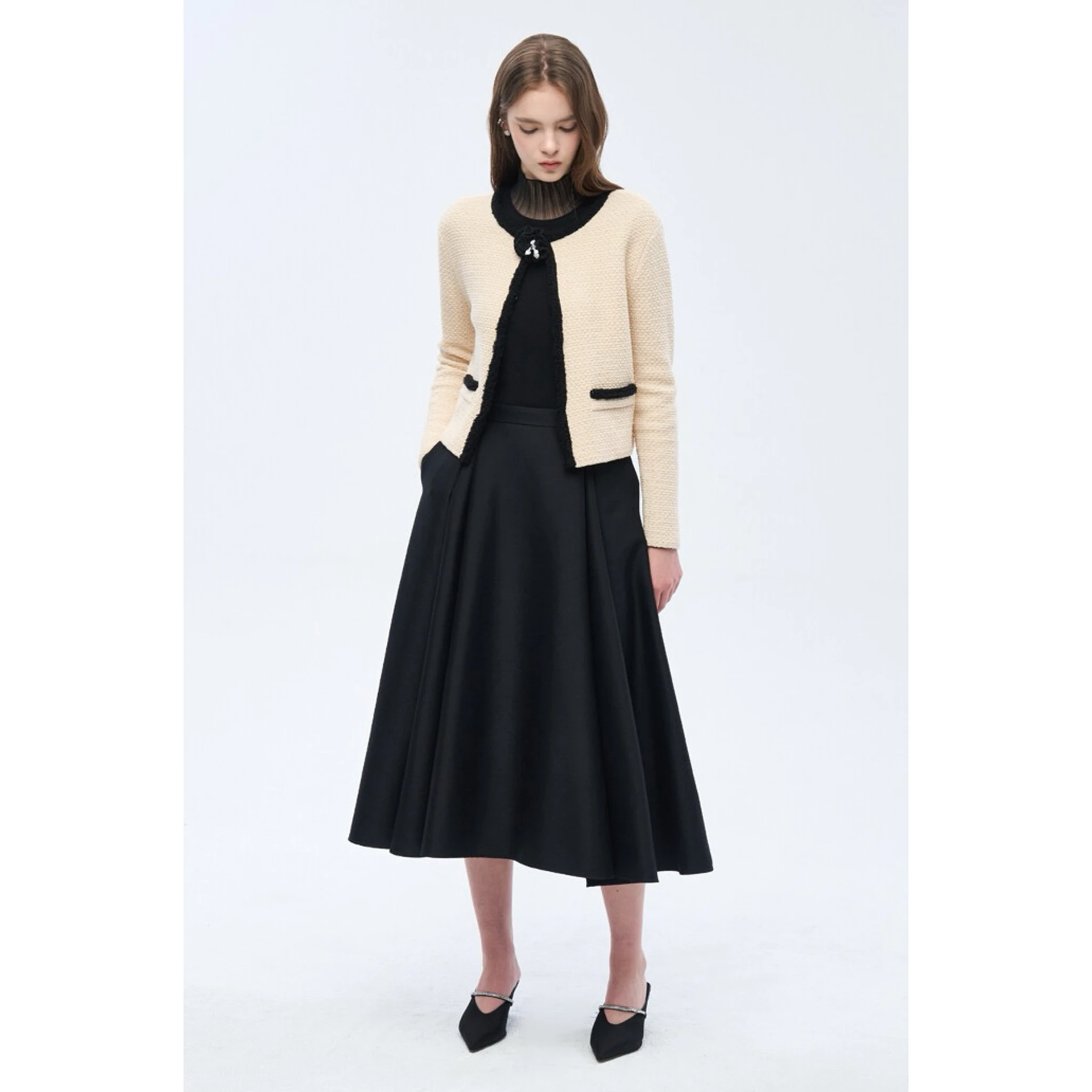 

Вязаная верхняя одежда Lemon Cheese с круглым вырезом, цветными блоками, индивидуальной брошью-значком, для весеннего повседневного образа, свободного кроя, с длинными рукавами