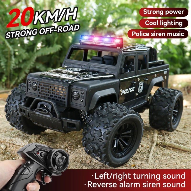 Veículos audiovisuais de tração nas quatro rodas em grande escala, veículos off-road infantis e brinquedos e presentes especiais de modelo de carro de polícia