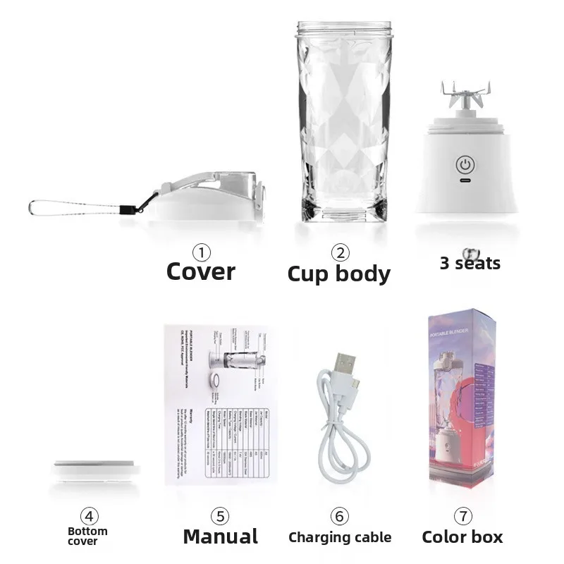 Mini Home Use Juicer Portable Electric Juicing Cup Kitchen Blender Cooking Machine Espremedor Elétrico with Strap Large Capacity