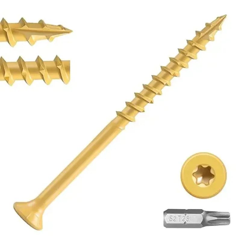

VKKM #8 Construction Fence Screws Epoxy Coating, Outdoor Deck Screws, Exterior Wood Screws, Including T25 Star Drill Bits