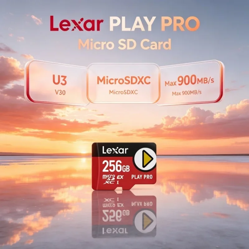 Lexar PLAY PRO MicroSDXC Express Card 256GB 512GB 1TB Max 900MB/s V30 U3 C10 High Speed Memory Card Class 10 for Outdoor Camera