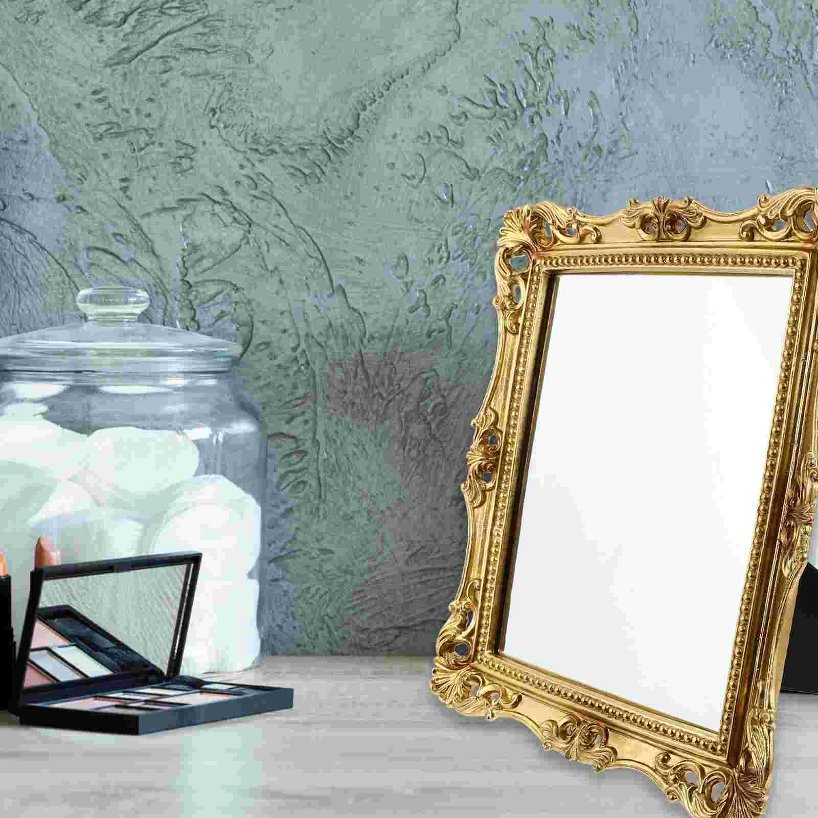 Specchio cosmetico decorativo Dormitorio Uso Trucco Stile retrò Ragazza Desktop Vetro squisito di lunga durata Texture trasparente