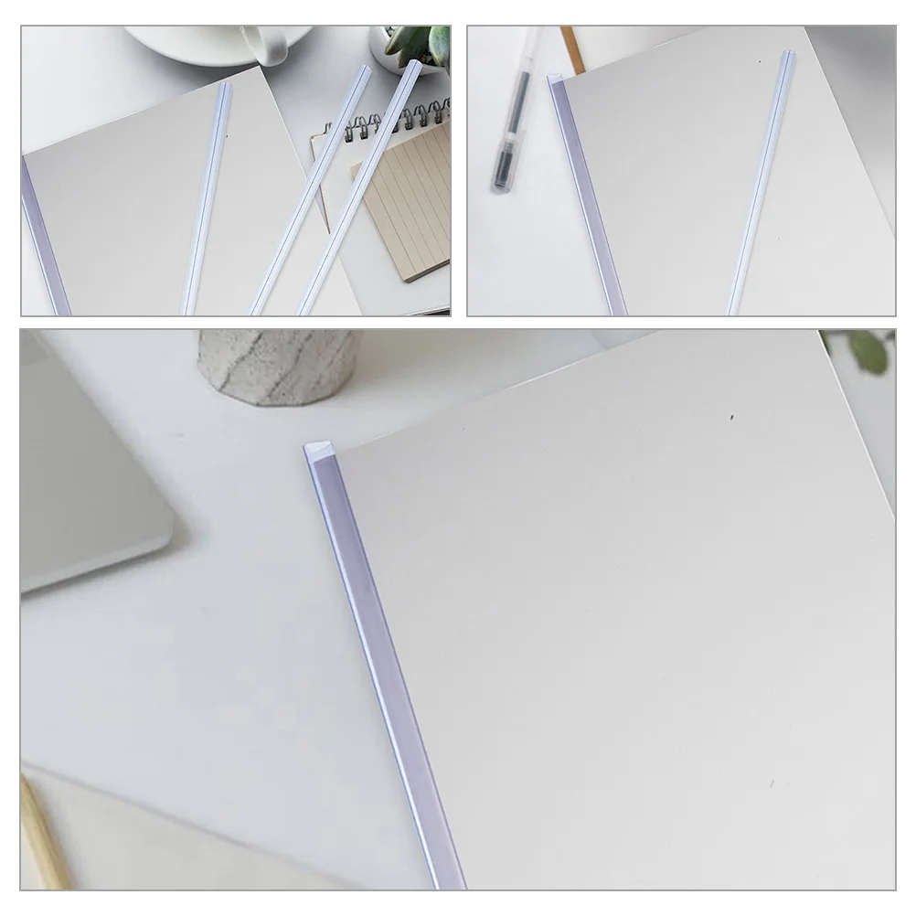 

30 Pcs Trolley Clip Bar Binder Spine Clips Binding Strip Bars Sliding Clear Abs