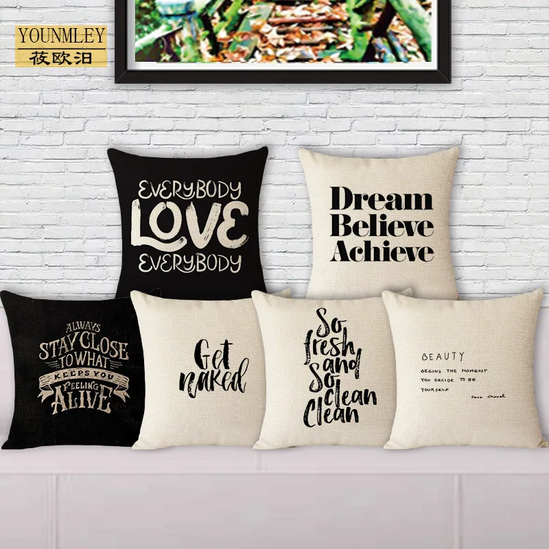 Dream believe achieve letters printed quality cozy cushion cover home decorative pillows square 45x45cm pillowcase for couch D5