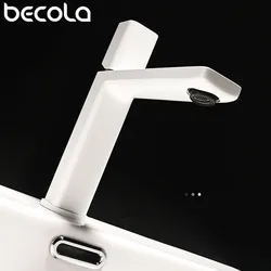 Becola Basin Sink Bathroom Faucet Deck Mounted Hot Cold Water Basin Mixer Taps Brush Golden Matte Black Lavatory Sink Tap Crane