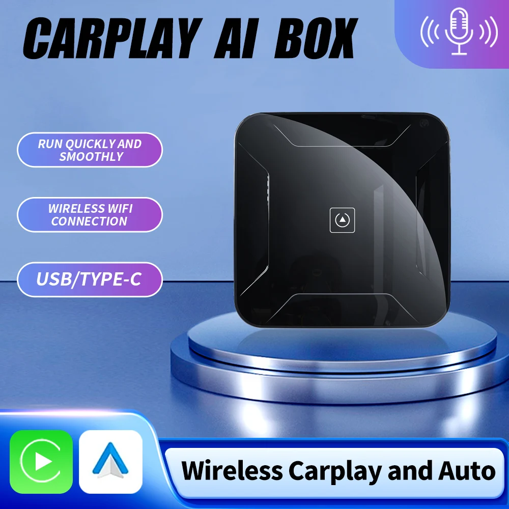 

Kebidumei беспроводной CarPlay и Android Авто 4-в-1 AI box голосовое подключение и воспроизведение для Audi Bmw Mazda Toyota Airplay Android Cast