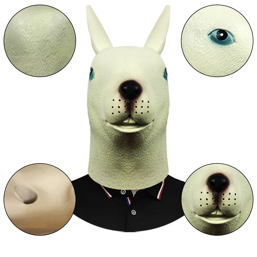 Hasenkopfmaske, Natürliche Latex-Hasenkostümmaske für Halloween-Partys und Cosplay – Detail 5