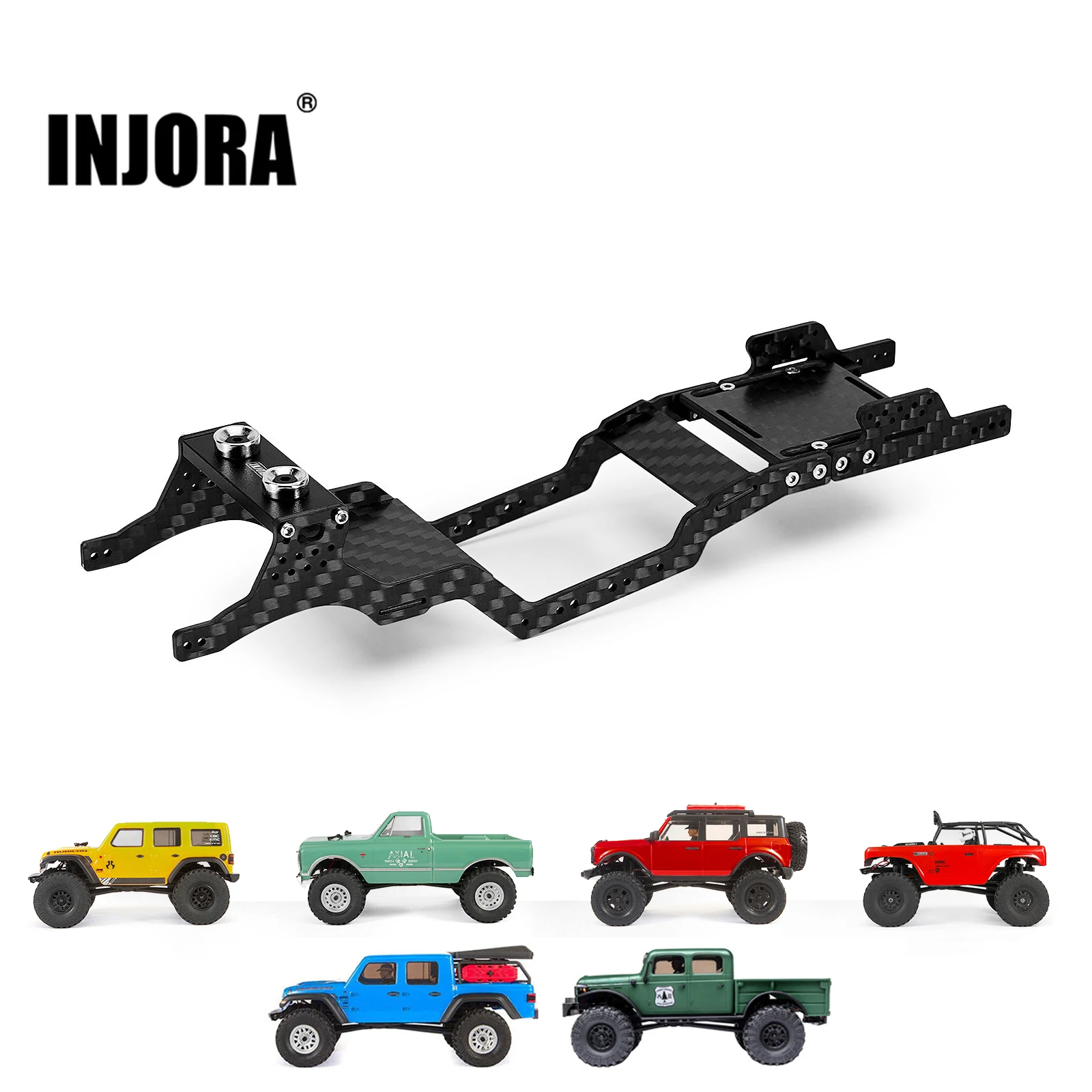 INJORA Uniwersalny zestaw ramy podwozia LCG z włókna węglowego do 1/24 Axial SCX24