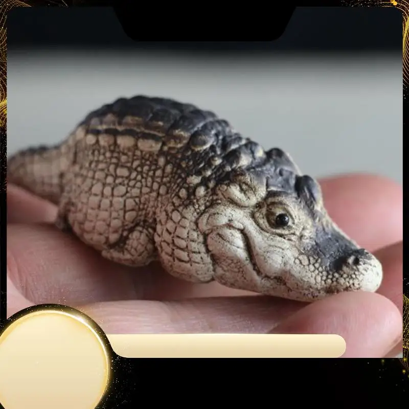 

4 Pieces Crocodile Tea Pet Figurines, Handmade Cute Mini Statues For Living Room Desk Decoration Tea Room Gifts Easy To Use