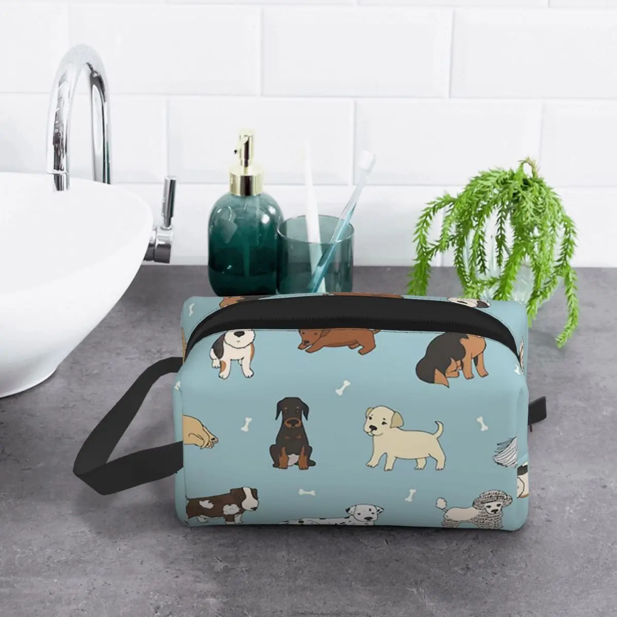 Puppy Dog Makeup Bag Cosmetic Organizer Storage Dopp Kit Toiletry Cosmetic Bag for Women Beauty Travel Pencil Case
