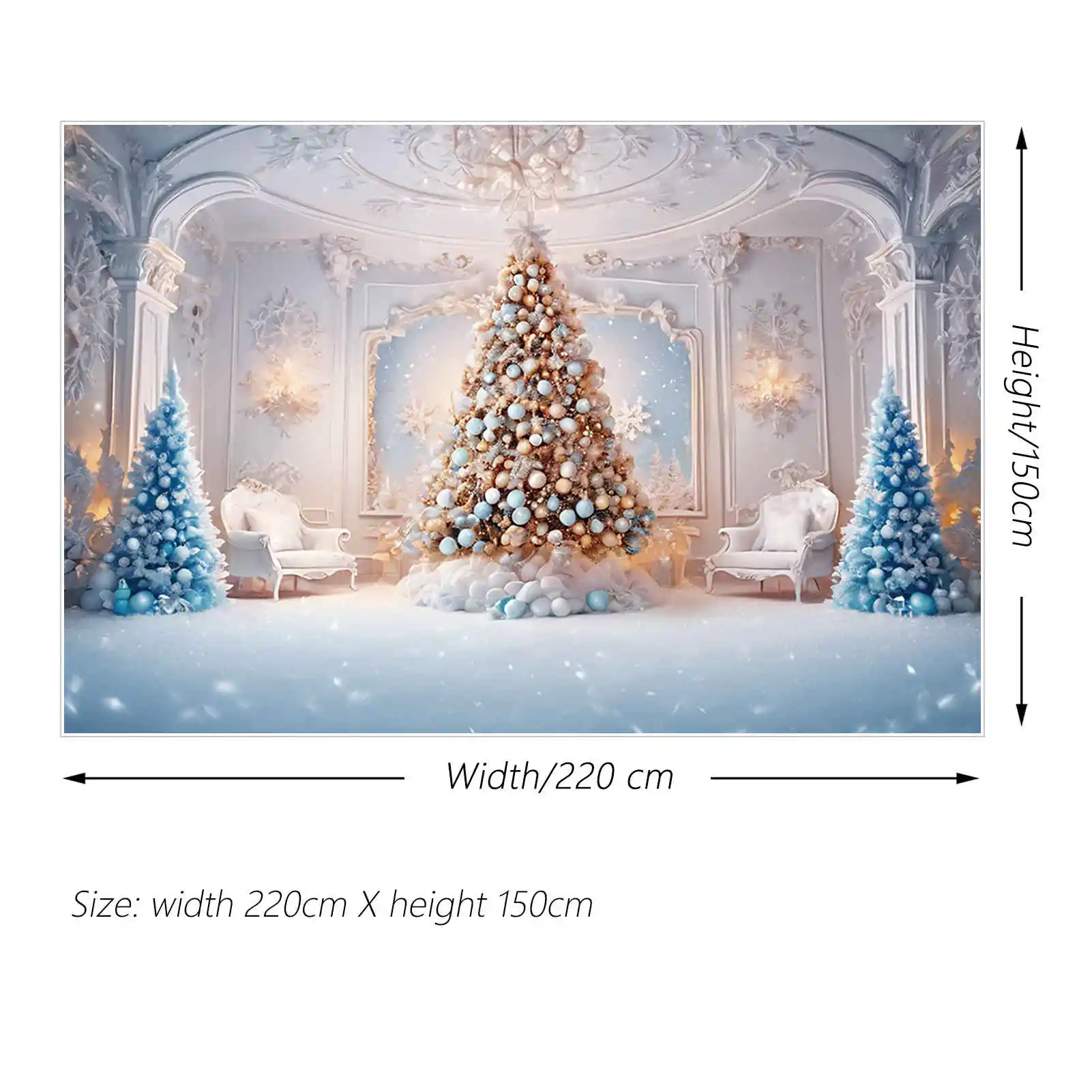 MOON.QG-Fondo de chimenea de árbol de Navidad, fondo azul congelado para interiores, sala de estar, fondos occidentales, decoración de fiesta, accesorios de zona de fotos