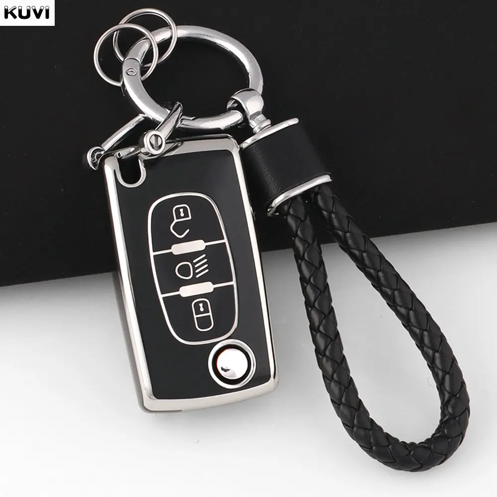 

NEW TPU Car Key Cover For Citroen C5 X7 C4 Picasso Cactus Berlingo C3 Xsara C6 C8 C5 Exclusive Folding 3 Button Case Protection