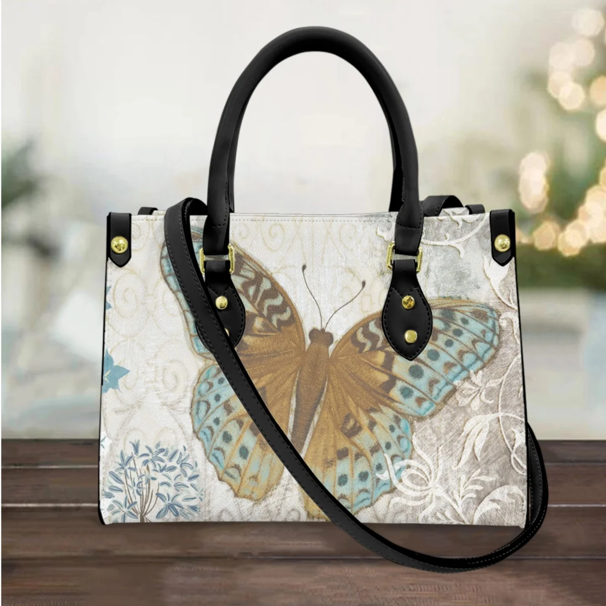 

FORUDESIGNS Vintage Butterfly Print Women Handbags Utility Leather Bags Classic Crossbody Bags for Female Totes Bolsa Mujer