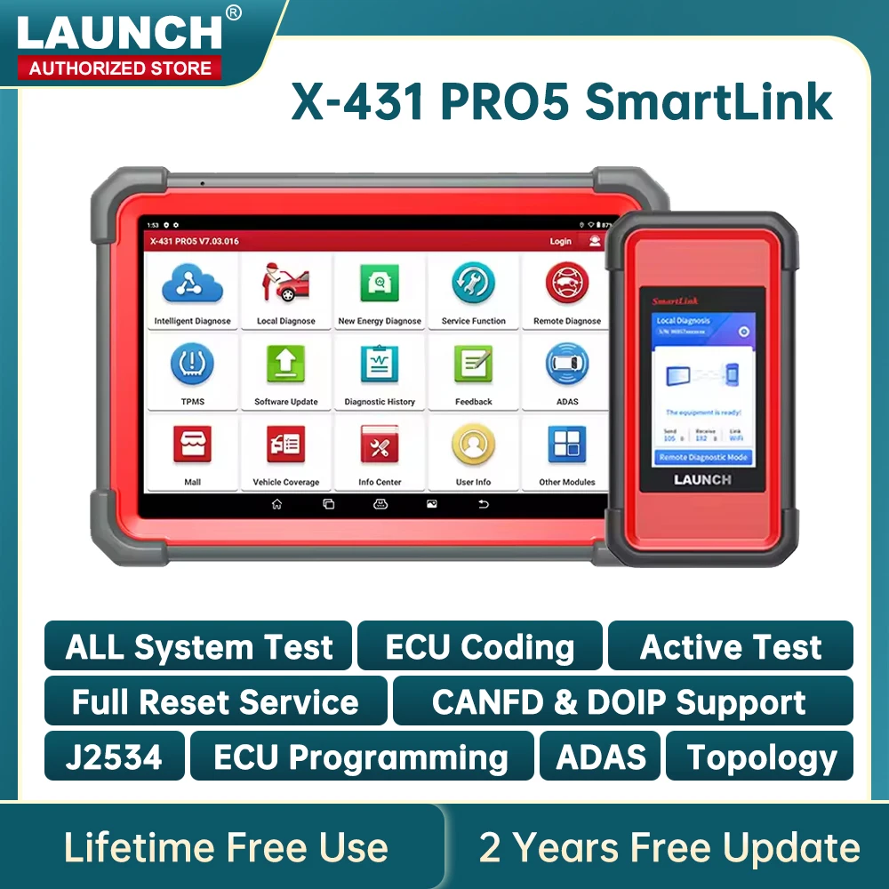

X-431 PRO5 SmartLink LAUNCH J2534 Программирование Автомобильный диагностический инструмент Автомобильный сканер Автосканирование диагностики Сканирование 2-летнего бесплатного обновления