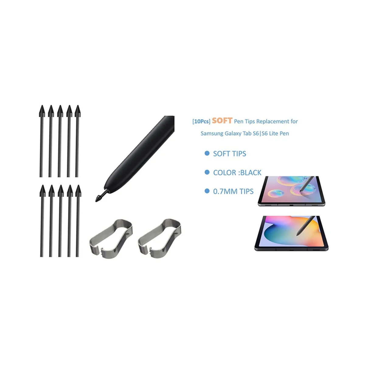 Per Samsung Stylus Nib S6 Nib S7 ricarica N10 sostituibile S22 Nib N20 ricarica universale 10 ricariche nere + 2 clip
