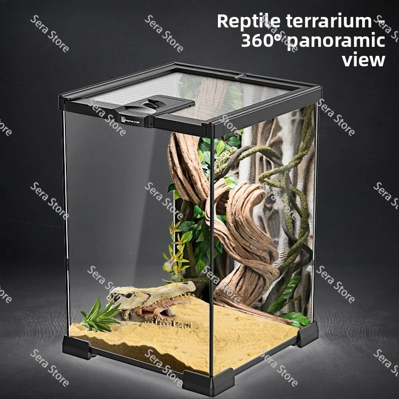 Glass feeding box reptile tank rainforest climbing pet tortoise guardian lizard horned frog spider beetle pet snake ecology