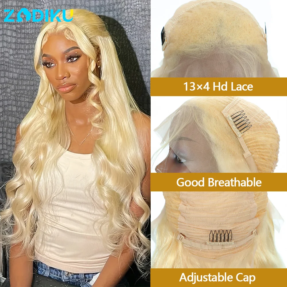 613 باروكة من شعر طبيعي شقراء الجسم موجة خصلات الشعر المستعار الإنسان 13x4 الدانتيل الشفاف الجبهة باروكة من شعر طبيعي 100% جودة الشعر البشري شعر مستعار مجعد