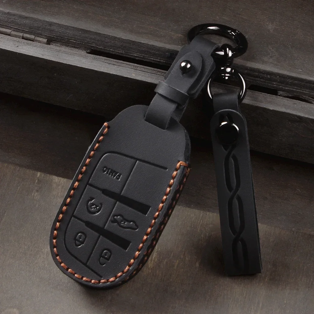 

Leather Car Key Cover Case for Jeep Renegade Compass Grand Cherokee for Chrysler 300C Wrangler Dodge
