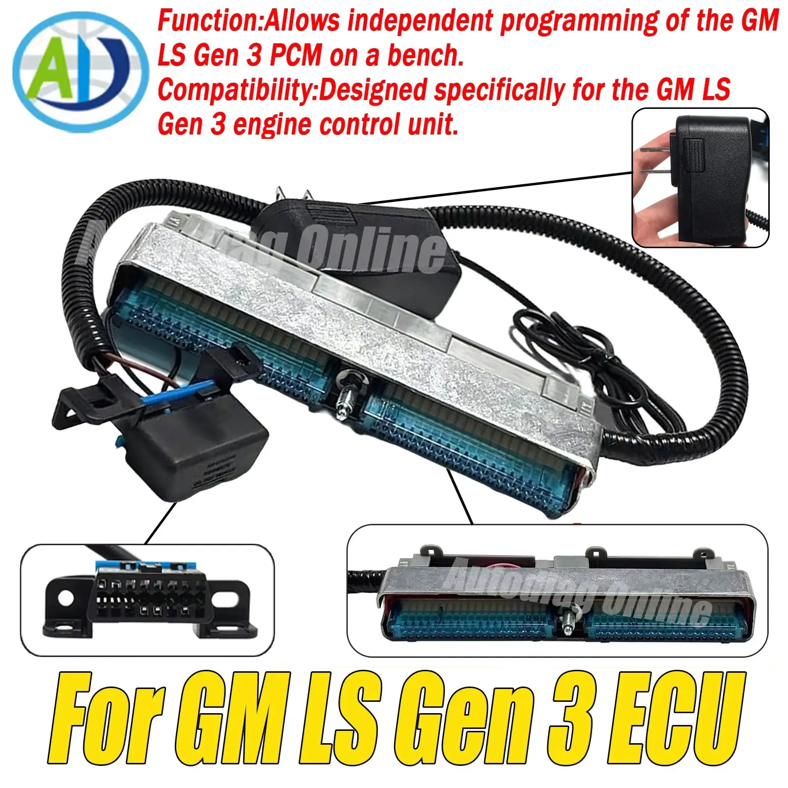 

Кабель-адаптер OBD2 для программирования двигателя ECM, OBD2-кабель для подключения к диагностическому прибору для GM Chevy LS Gen3 с кабелем питания, OBD2-кабель для подключения к диагностическому прибору.