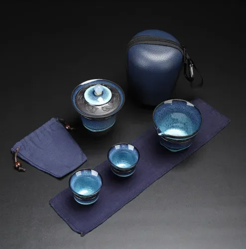 Sold At A Loss Portable Tea Set Kiln Change Porcelain Gaiwan with Lid Tea Cups