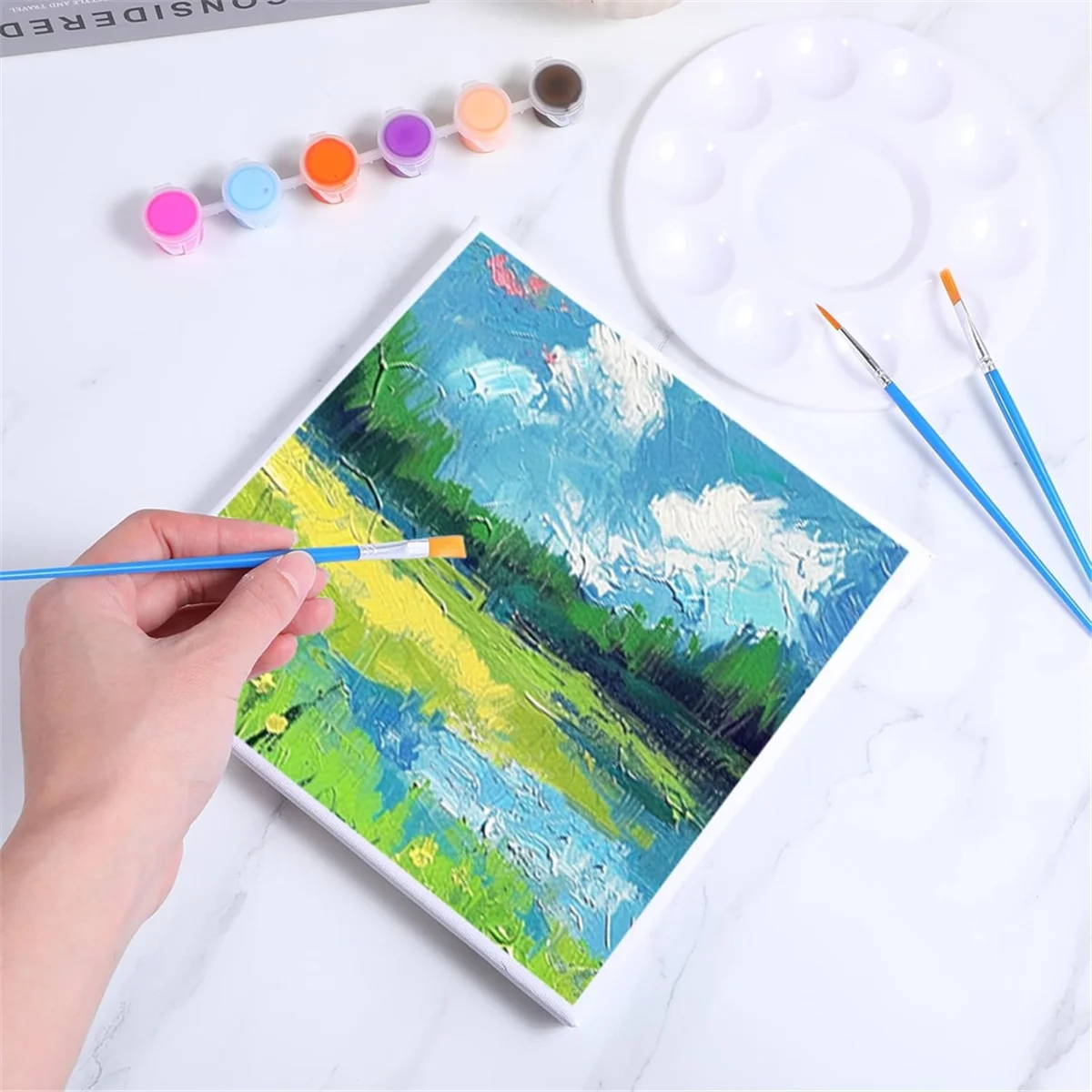 

Highly Recommended 150 Pcs Paint Brush and Palette Set, for Oil, Watercolor, Acrylic Painting, Canvas, Face Rock, Painting