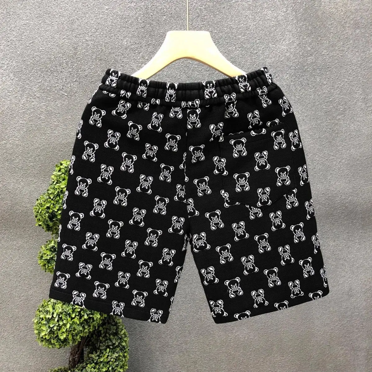 Summer Men Motion Elastic Waist New Pure Cotton Little Bear Printing Large Size Multicolor Loose Comfortable Korean Shorts