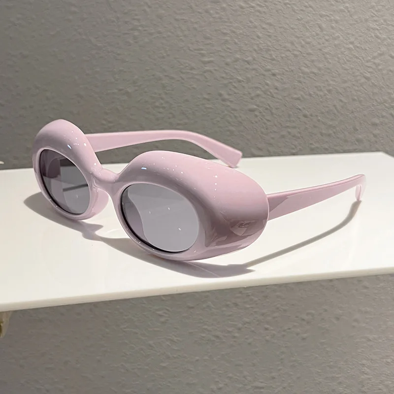 New High-end Elliptical Oval Sunglasses Women Hip-Hop Street Photography Retro Fashion Sunscreen Trend Ins Versatile Sun Glasses