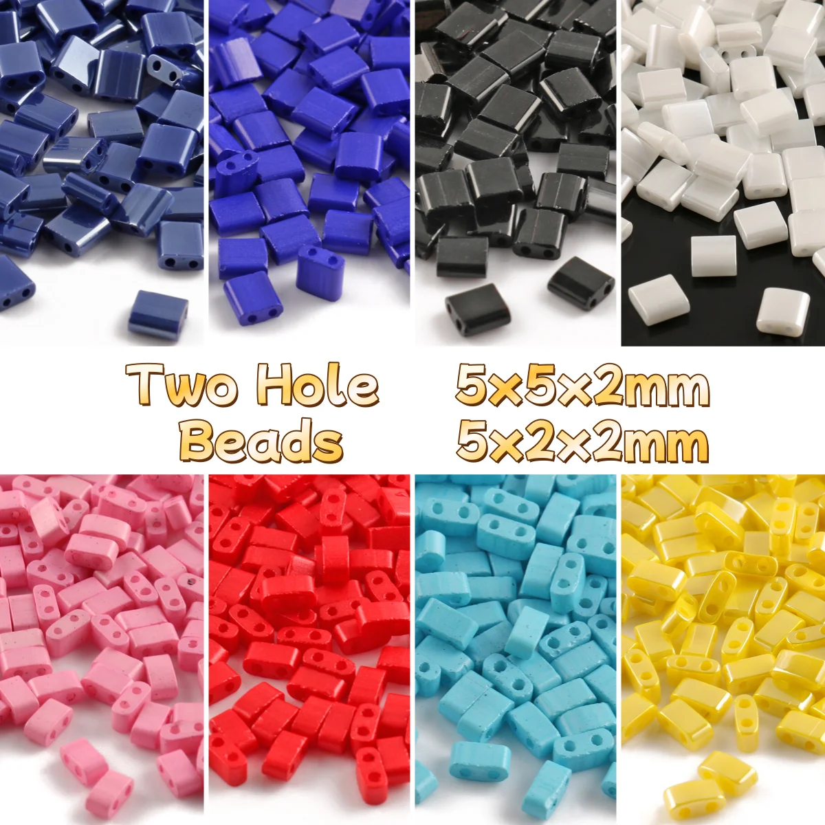 5x5x2mm 5x2x2mm Double Hole Seedbeads Two Hole Glass Hematite Beads to Make Bracelets DIY Needlework Jewelry Accessories