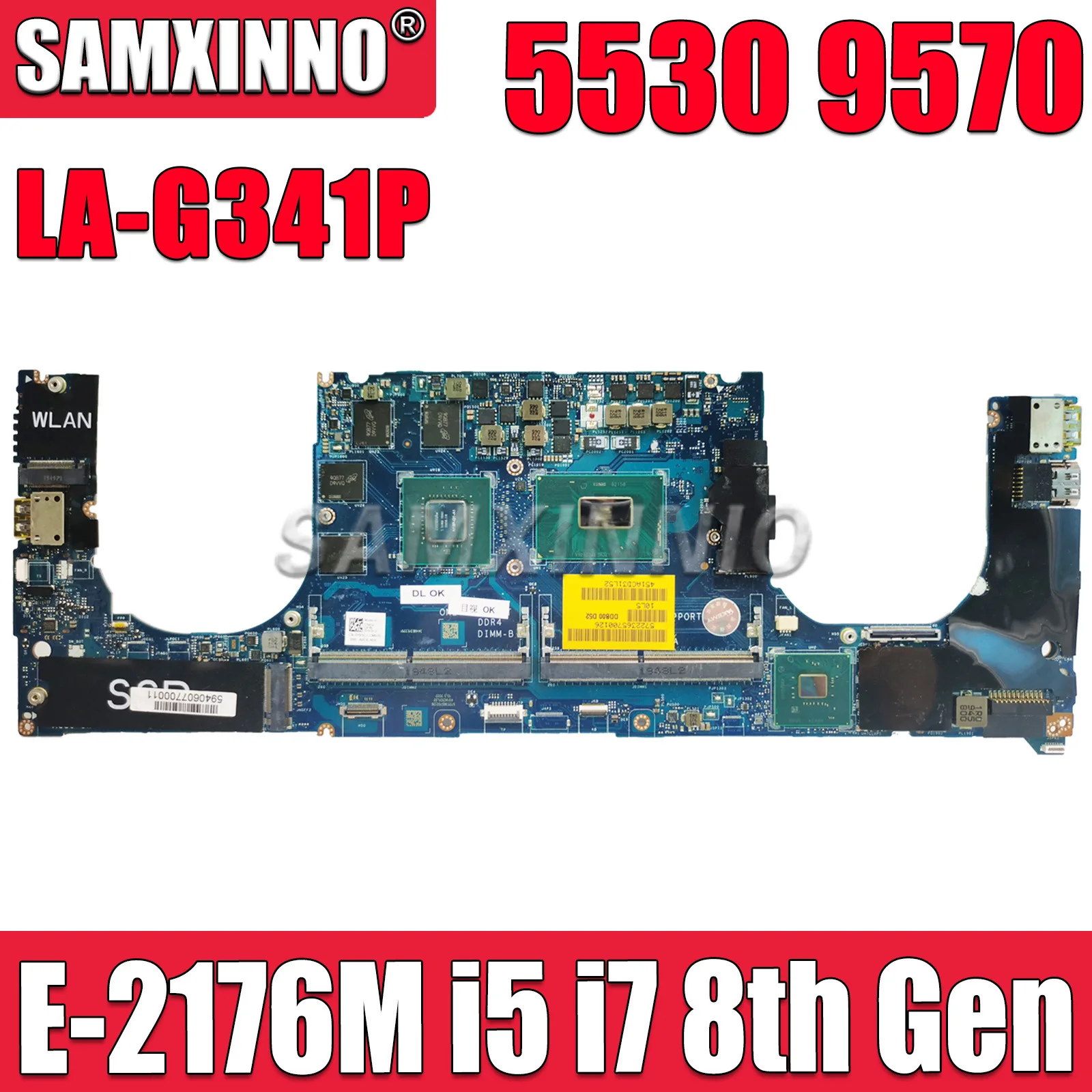 

SAMXINNO LA-G341P For DELL Precision 5530 9570 Laptop Motherboard E-2176M i5 i7 8th Gen CPU 1050 1050Ti P1000 P2000 4G Mainboard