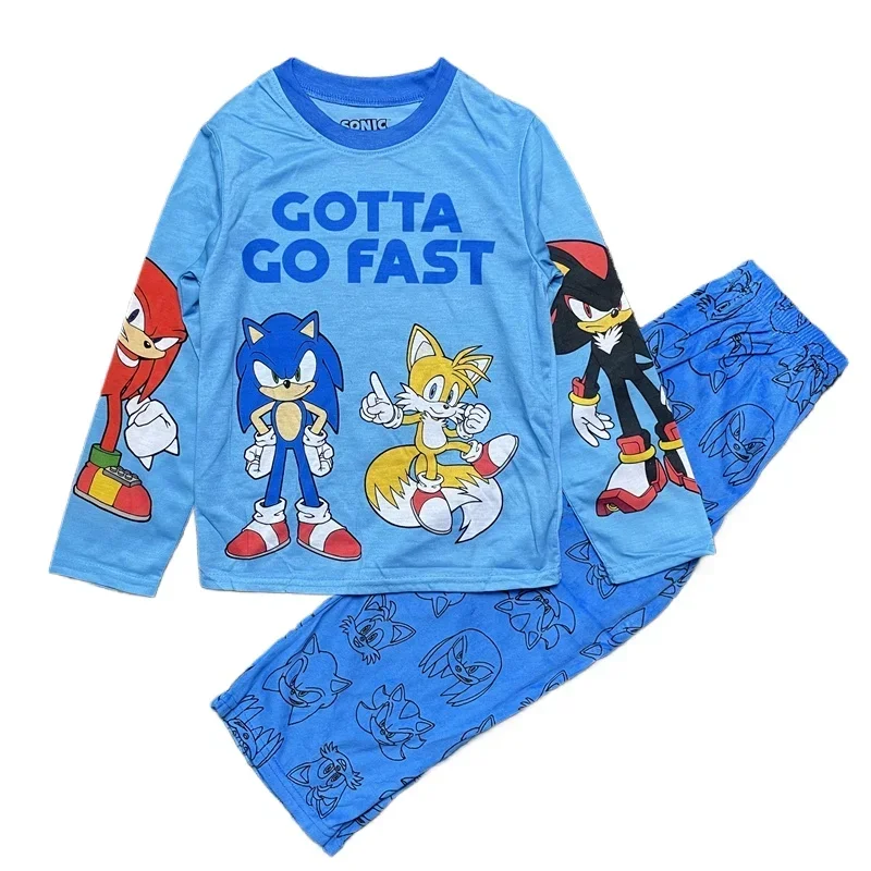 

Hot Sonics Series Clothing Sets Cute Cartoon Character Printing Sleepwear Long Sleeved Pants Clothes Cosplay Pajamas