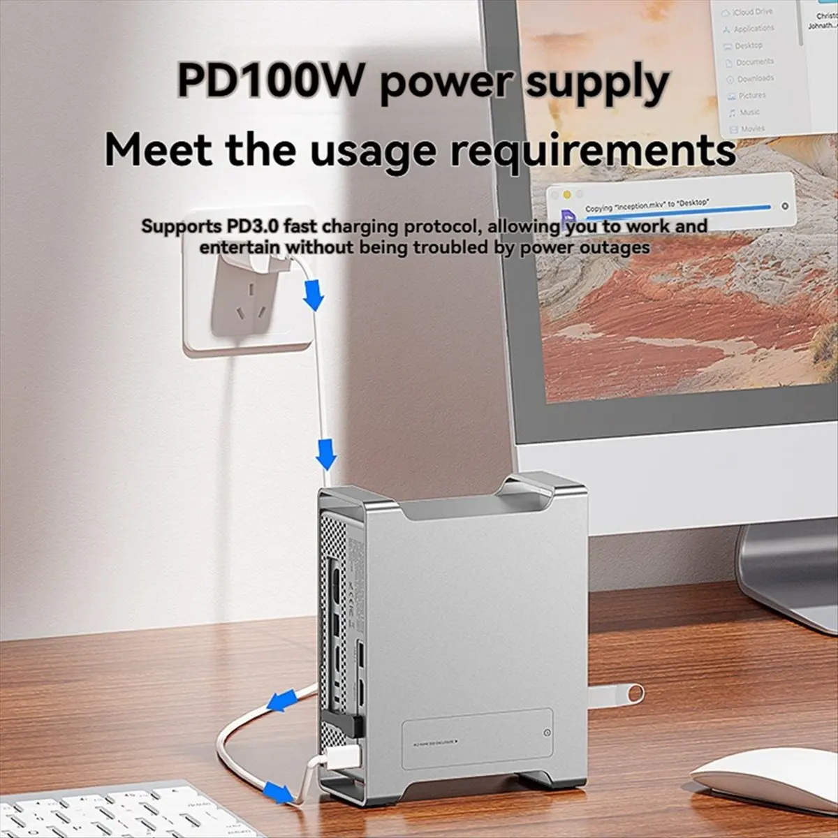 

Стабильная док-станция для Mac Mini M4 с корпусом M.2 NVME SSD 8 ТБ Макс. 10 Гбит/с SD/TF USB C HUB Док-станция