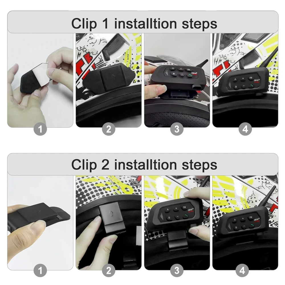 EJEAS V6 PRO+ /V4 Plus Motorrad-Gegensprechanlage, Gegensprechanlage, Netzsprechanlage, Zubehör, Typ-C-Stecker, Kopfhörer, Stereo-Anzug und Clip