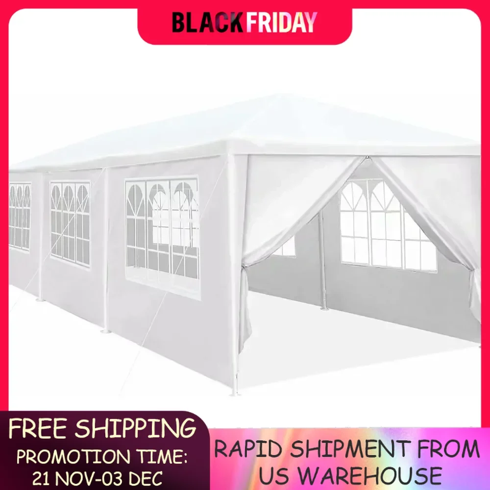 Party Tent Wedding Patio Gazebo 10x30 with Side 8 Removable Walls Outdoor Carport Canopy Shade for Party, Outdoor Activities