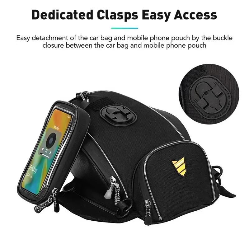 กระเป๋าใส่เชื้อเพลิงสำหรับรถจักรยานยนต์ กระเป๋าใส่ถังน้ำมันเชื้อเพลิง กระเป๋าใส่โทรศัพท์มือถือ กระเป๋าใส่เครื่องนำทาง กระเป๋าถืออเนกประสงค์ กระเป๋าใส่ของ กระเป๋าใส่เงิน