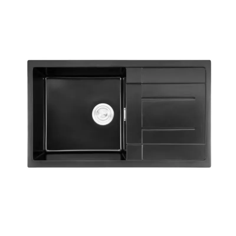 Rectangular Black Quartz Ceramic Kitchen Sink Composite Granite