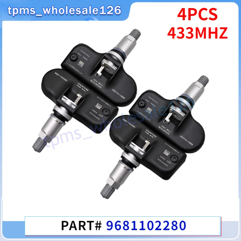 

9681102280 TPMS Tyre Pressure Monitoring System 433MHZ For 2004-2010 Peugeot 407 607 2005-2013 Citroen C5 C6 C8 Tire Sensor 4PCS