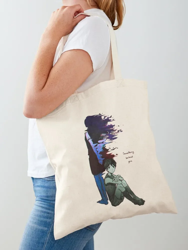 

omori Tshirt - some thing behind you fanart - omori game Tote hand ladies custom tote Canvas Tote handbag Bag bags woman 2025